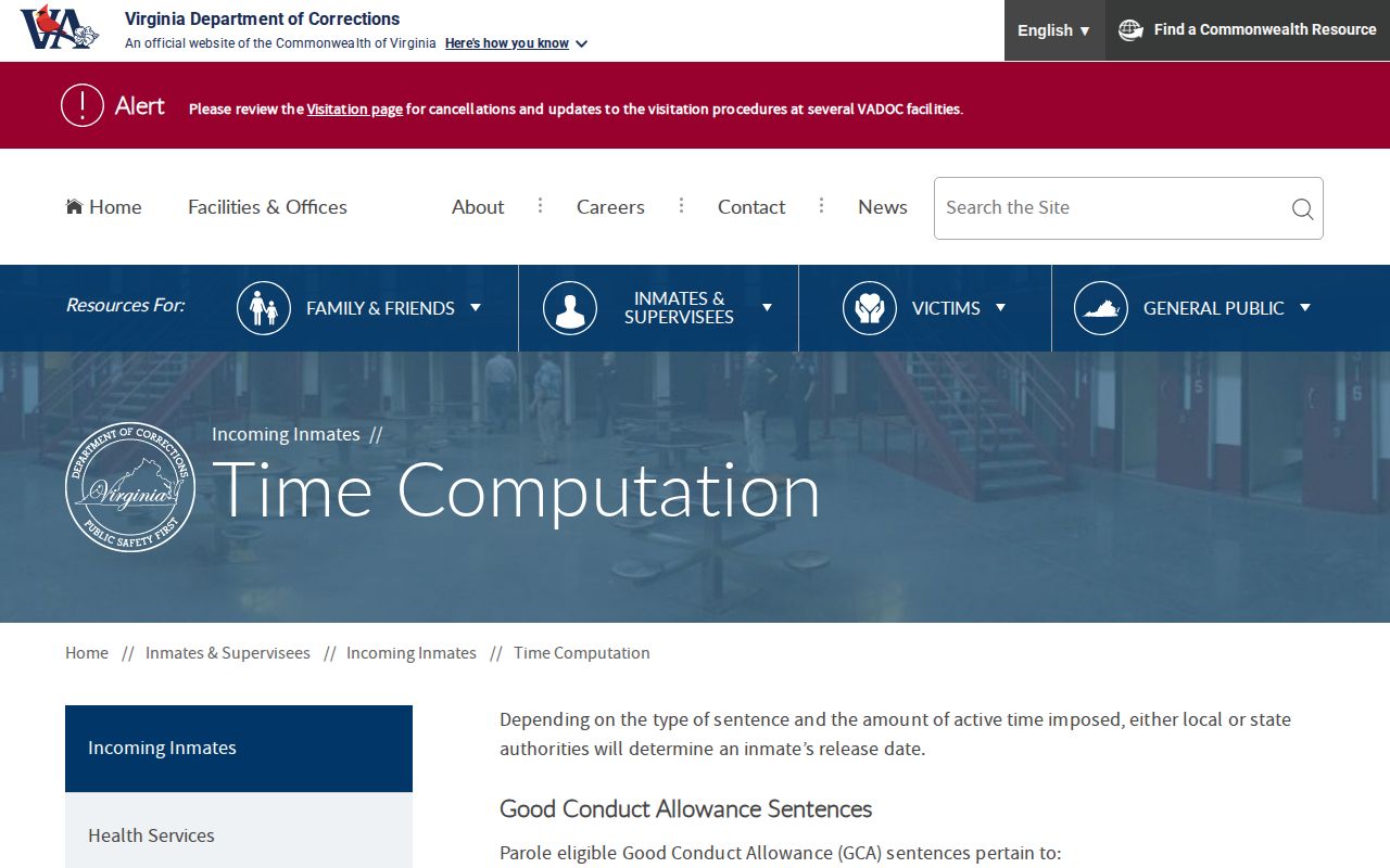 Tazewell County projected release date GCA and ESC computation rules