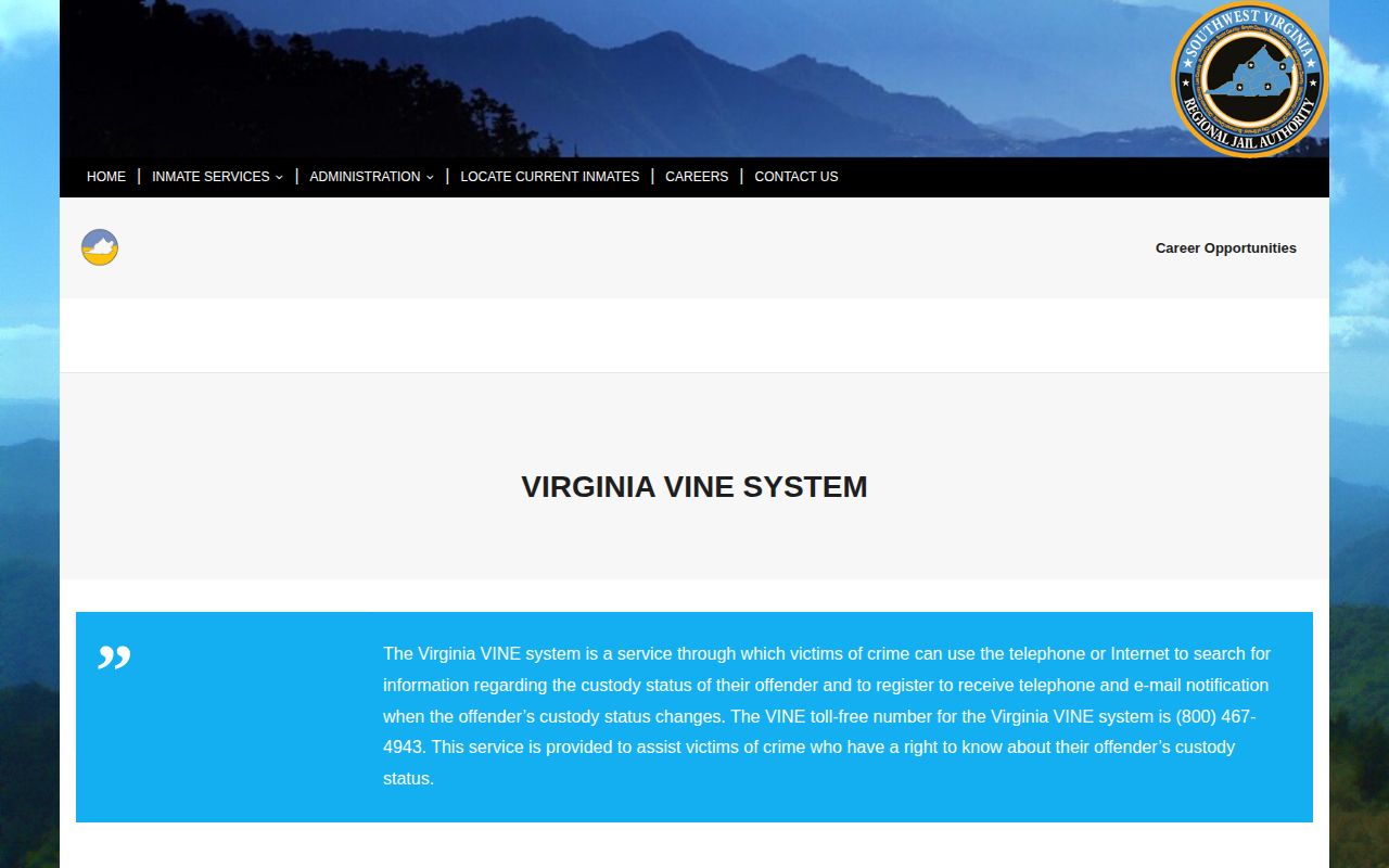 Tazewell County VINELink release notification participation through SWVRJA