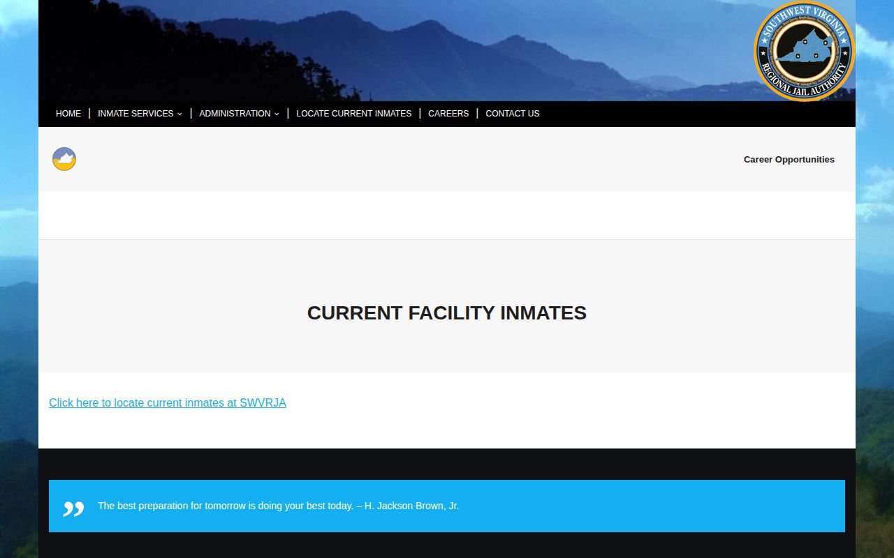 SWVRJA current roster label for Tazewell County custody searches